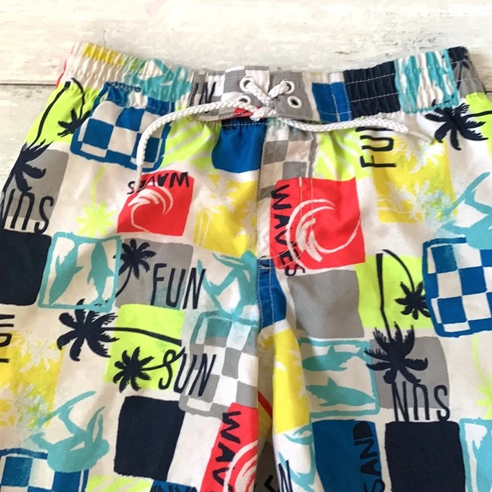 Boys 4T Swimsuit Swim Trunks Koala Kids Toddler Size 4 Blue Yellow Palm Trees